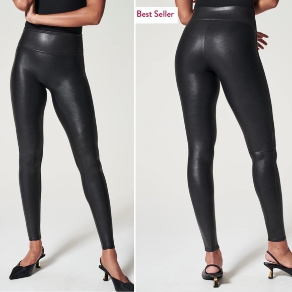 Spanx Faux Leather Leggings in Black, Women's Small - Picture 8 of 13
